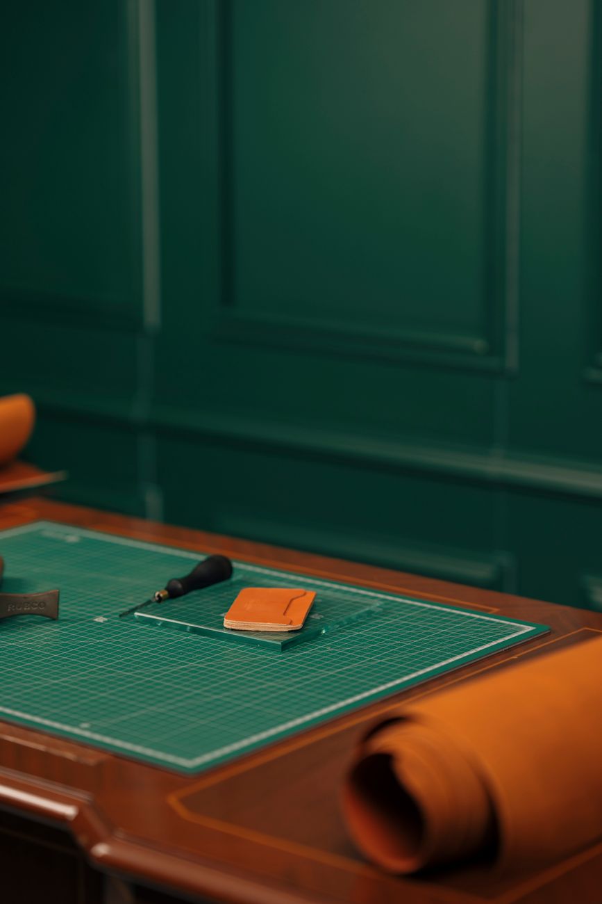 Luxury leather manufacturing background